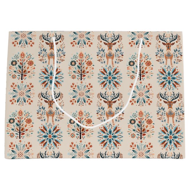 Grand Sac Cadeau Scandinavian Deer Holiday (Devant)