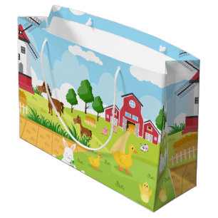 Grand Sac Cadeau Scène agricole du pays cool
