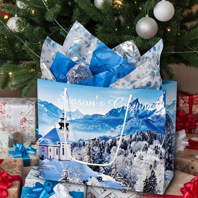 Grand Sac Cadeau Scène hivernale personnalisée  (Créateur téléchargé)