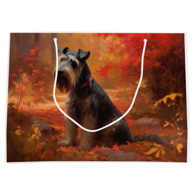 Grand Sac Cadeau Schnauzer en automne Leaves Fall Inspire (Devant)