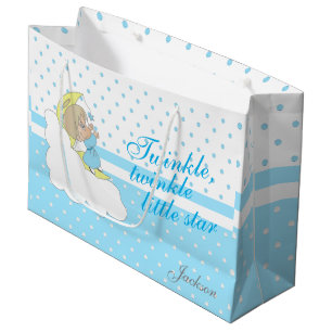 Grand Sac Cadeau Scintillement, scintillement peu d'étoile - bleu