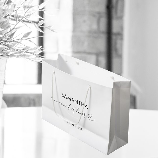 Grand Sac Cadeau Script de coeur romantique Mini-servante d'honneur (Créateur téléchargé)