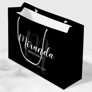 Grand Sac Cadeau Script moderne, Bridesmaitres personnalisées Noir