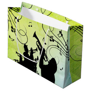 Grand Sac Cadeau Section Trumpet Jazz Music Green