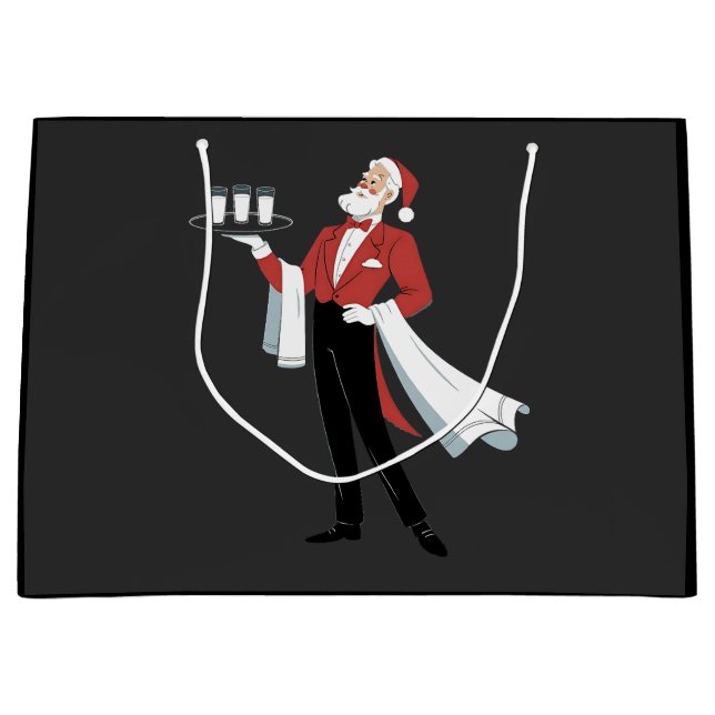 Grand Sac Cadeau Serveuse de Noël Santa Serveuse Noël  (Devant)