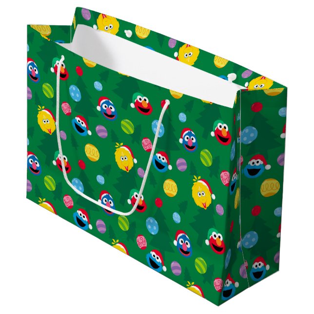 Grand Sac Cadeau Sesame Street Christmas Tree Motif (Devant Angle)