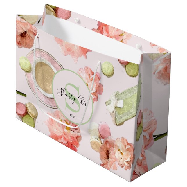 Grand Sac Cadeau Set de Trendy Shabby Chic (Devant Angle)