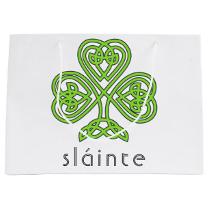 Grand Sac Cadeau Shamrock celte Sainte Vert Saint Patrick