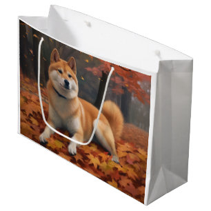 Grand Sac Cadeau Shib Inu en automne Leaves automne Inspire