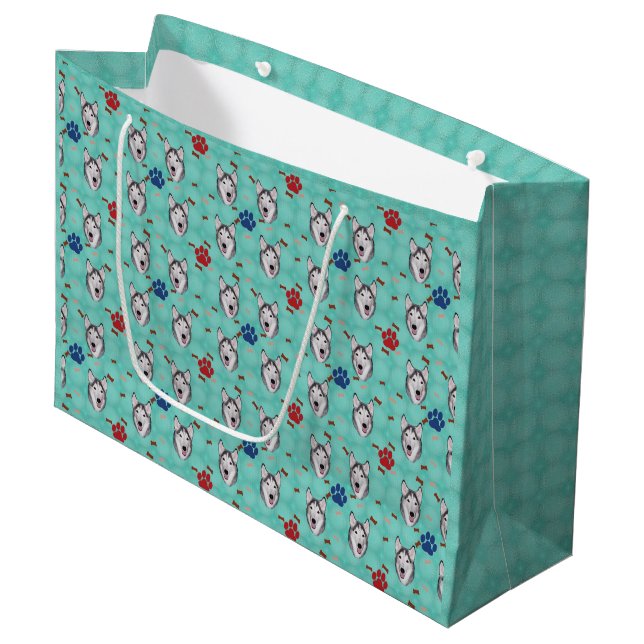 Grand Sac Cadeau Sibérien Husky (Devant Angle)
