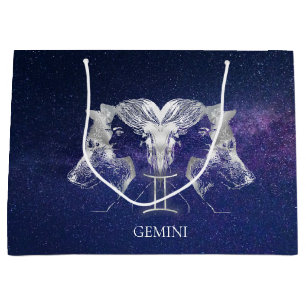 Grand Sac Cadeau Signe zodiaque Gemini de la Voie Lactée