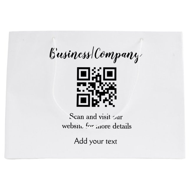 Grand Sac Cadeau Simple entreprise site web code-barres QR ajouter  (Devant)