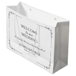 Grand Sac Cadeau Simple Mariage noir et blanc