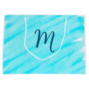 Grand Sac Cadeau simples lignes bleu clair aquarelle ajoutez votre
