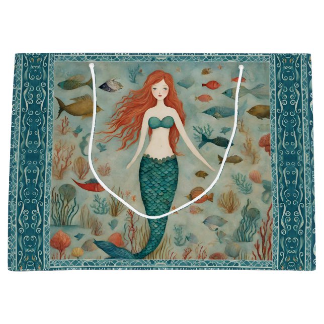 Grand Sac Cadeau Sirène (Devant)