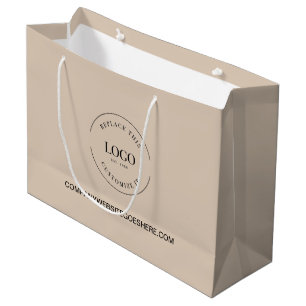 Grand Sac Cadeau Site web d'entreprise personnalisé Votre logo Beig