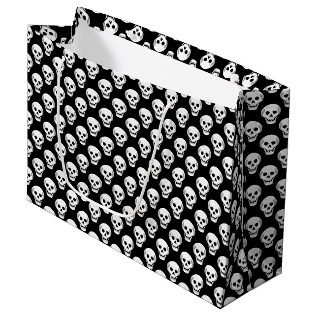 Grand Sac Cadeau Sketchy Halloween Motif crâne (Devant Angle)
