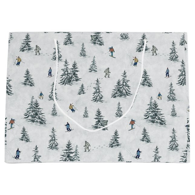 Grand Sac Cadeau Skieurs alpins et yétis cachés - Ski alpin (Devant)