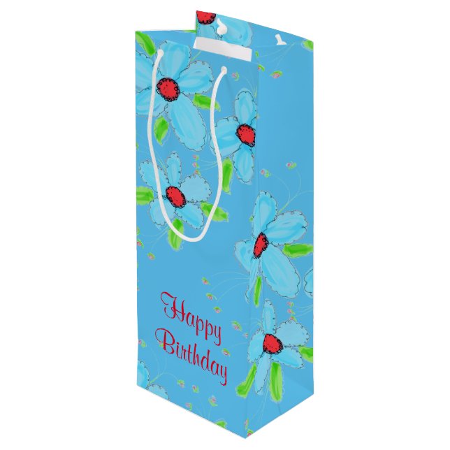 Grand Sac Cadeau Skinny En Blues Pour Vin (Dos Angle)