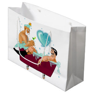 Grand Sac Cadeau SlipperyJoe's deux gays hommes aiment la baignoire