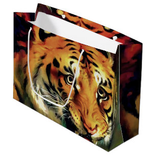 Grand Sac Cadeau Snarling Tiger Portrait Artistique