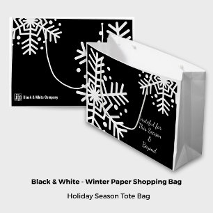 Grand Sac Cadeau Snowflake Black & White Motto Company Nom du logo