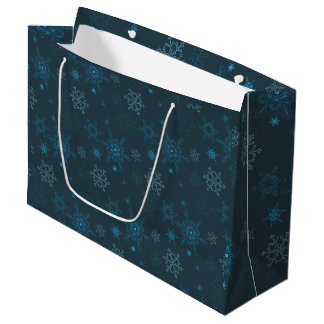 Grand Sac Cadeau Snowflake hiver bleu sans couture motif