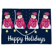 Snowman Bleu Foncé Et Rose
