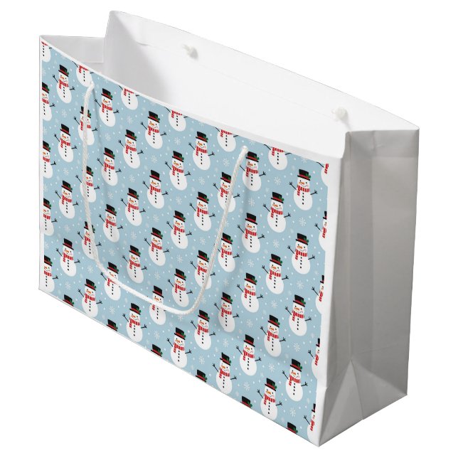 Grand Sac Cadeau Snowman pattern (Devant Angle)