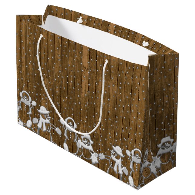 Grand Sac Cadeau Snowmen de vacances (Dos Angle)