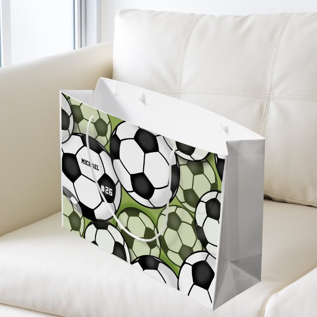 Grand Sac Cadeau Soccer Balls Boy's Kids Sport Anniversaire Nom Num (Créateur téléchargé)