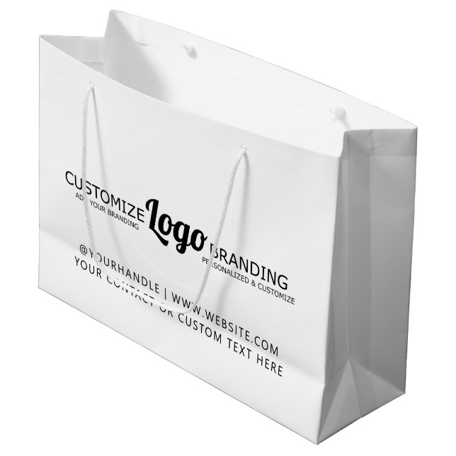 Grand Sac Cadeau Société de logo d'entreprise personnalisé (Devant Angle)