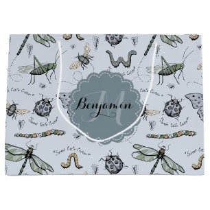 Grand Sac Cadeau Soft Pastel Blue Boho Baby Bugs Enfants & Bébé