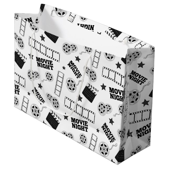 Grand Sac Cadeau soirée cinéma noir blanc (Devant Angle)