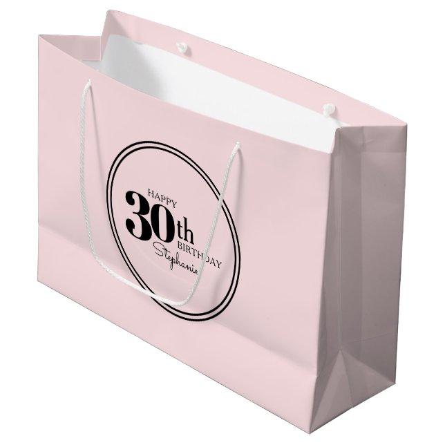 Grand Sac Cadeau Soirée féminine 30e anniversaire avec nom (Devant Angle)
