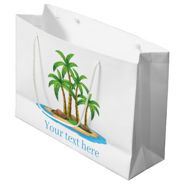 Grand Sac Cadeau Soirée motif de palmier de plage (Devant Angle)
