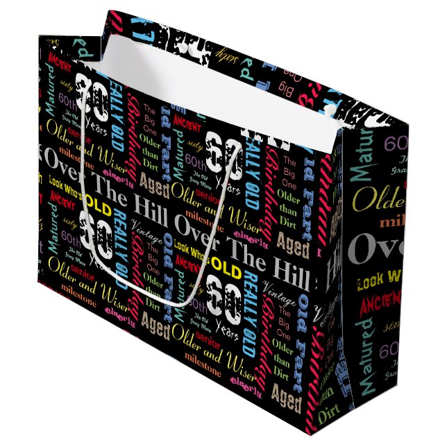 Grand Sac Cadeau soixantième Joyeux anniversaire dans un style de (Devant Angle)