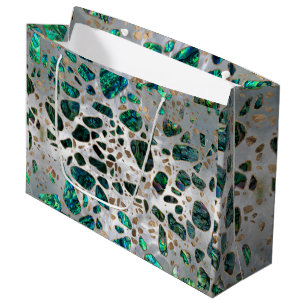 Grand Sac Cadeau Sol de mosaïque - perle et or #1 d'ormeau de
