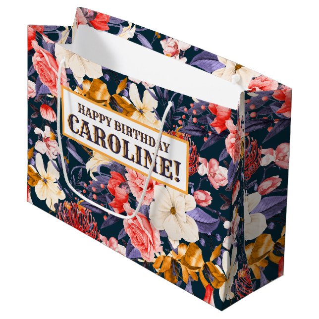 Grand Sac Cadeau Sophistiqué Boho Floral Party (Devant Angle)