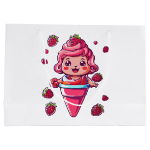 Grand Sac Cadeau Sorbet framboise Kawaii