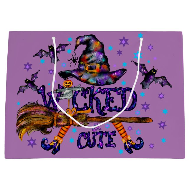 Grand Sac Cadeau Sorcière de l'Halloween mignonne (Devant)