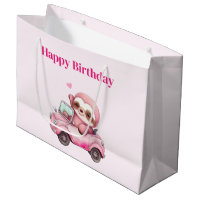 Sourire rose Sloth conduisant un Anniversaire conv