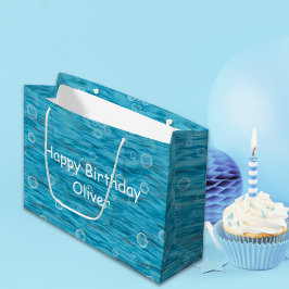 Grand Sac Cadeau Sous La Mer Avec Dauphins Anniversaire