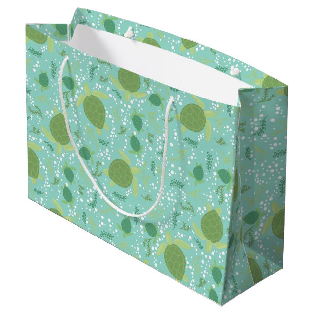 Grand Sac Cadeau Sous le Baby shower des tortues de mer (Dos Angle)