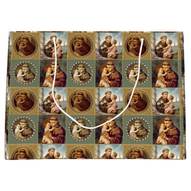 Grand Sac Cadeau St Anthony de Padoue avec le bébé Jésus (Devant)