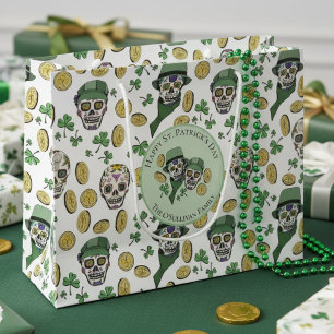 Grand Sac Cadeau St Patrick's Day Irlandais Crâne à sucre personnal