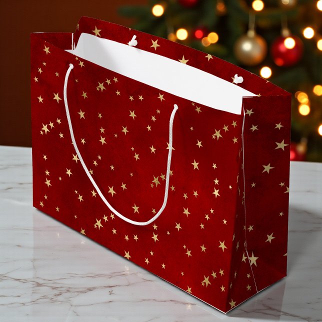 Grand Sac Cadeau Star Gold Festive Bourgogne Rouge (Créateur téléchargé)