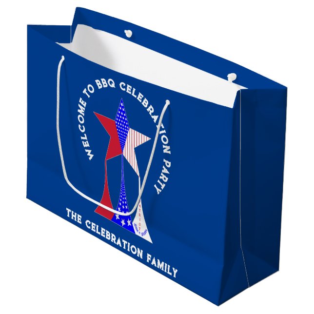Grand Sac Cadeau Stars et rayures Patriot (Devant Angle)