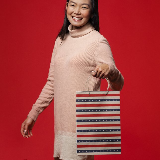 Grand Sac Cadeau Stars Stripes Art (gift bag, birthday surprise gift bag, teddy bear gift bag, wine gift bag, travel bag, use and throw )