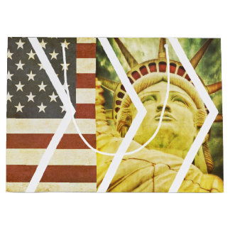Grand Sac Cadeau Statue vintage de drapeau des Etats-Unis des